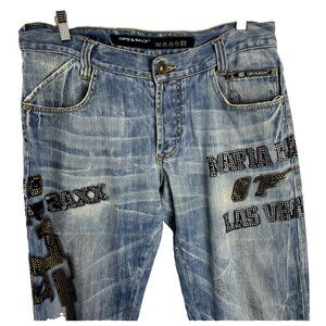 Cipo and Baxx Straight Leg Jeans with Rhinestones Mens Size 34 X 34